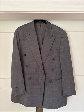 Pierre Cardin Double-Breasted Gray Suit Blazer